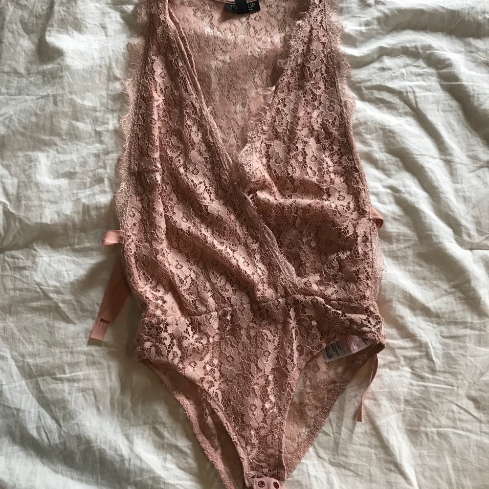 Light pink topshop lace body suit
